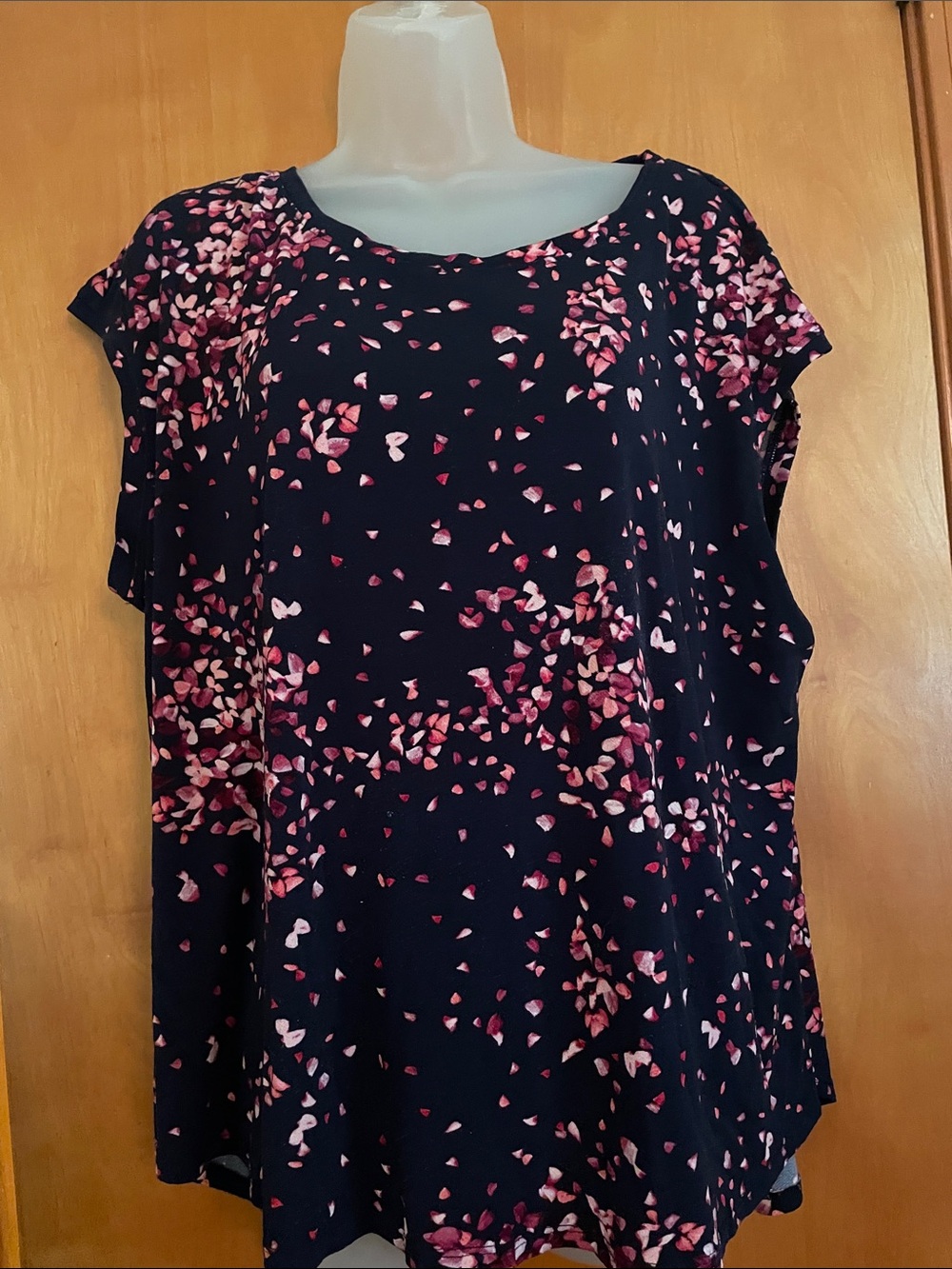 Elle Navy Blouse with Pink Scatter Print